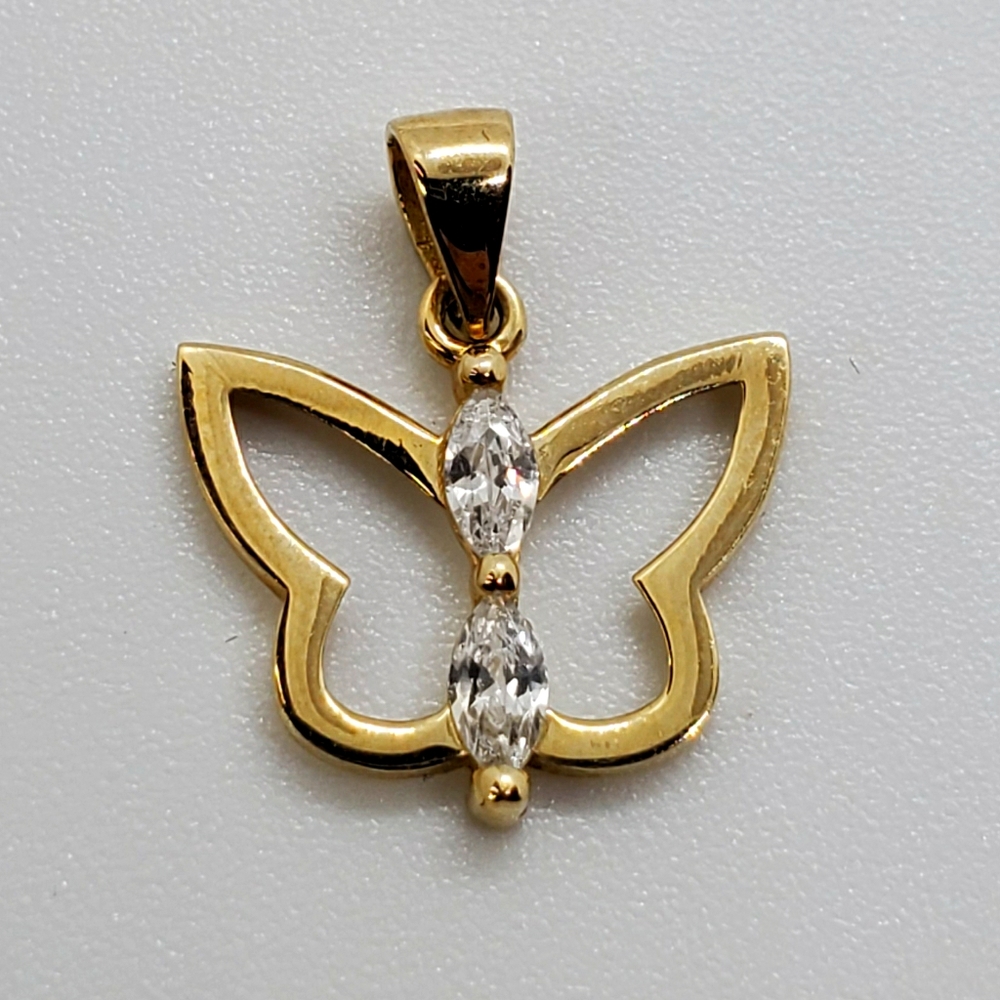 SOLD - 10kt YG - CZ Butterfly Pendant / Charm